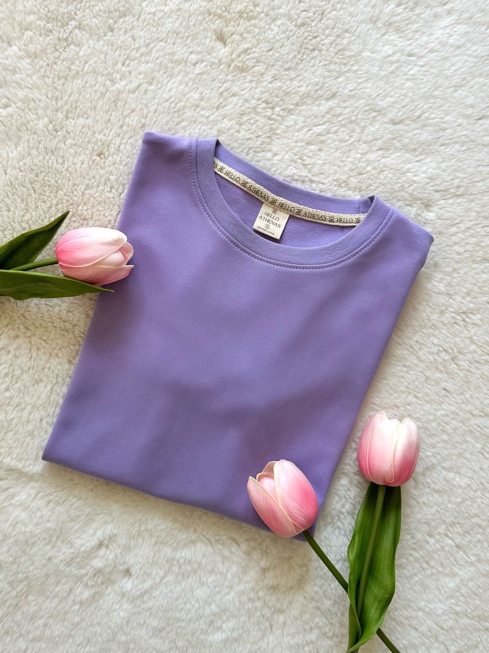 Hello Athenas Women’s Solid Pima Cotton Tee Short Sleeve Lavender